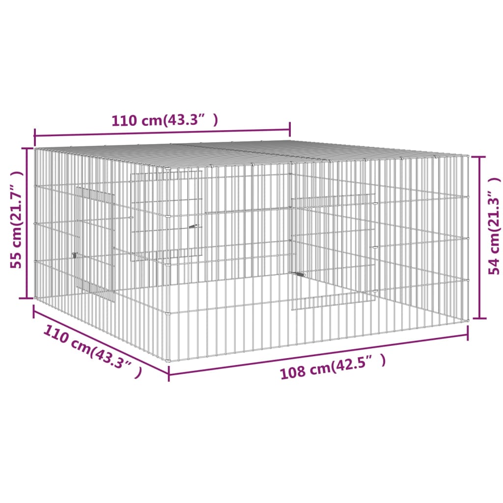 Konijnenkooi 110X110X55 Cm Gegalvaniseerd Ijzer 110 x 110 x 55 cm