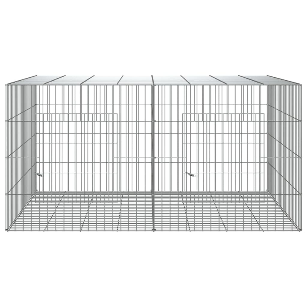 Konijnenkooi Met 2 Panelen 110X79X54 Cm Gegalvaniseerd Ijzer 110 x 79 x 54 cm