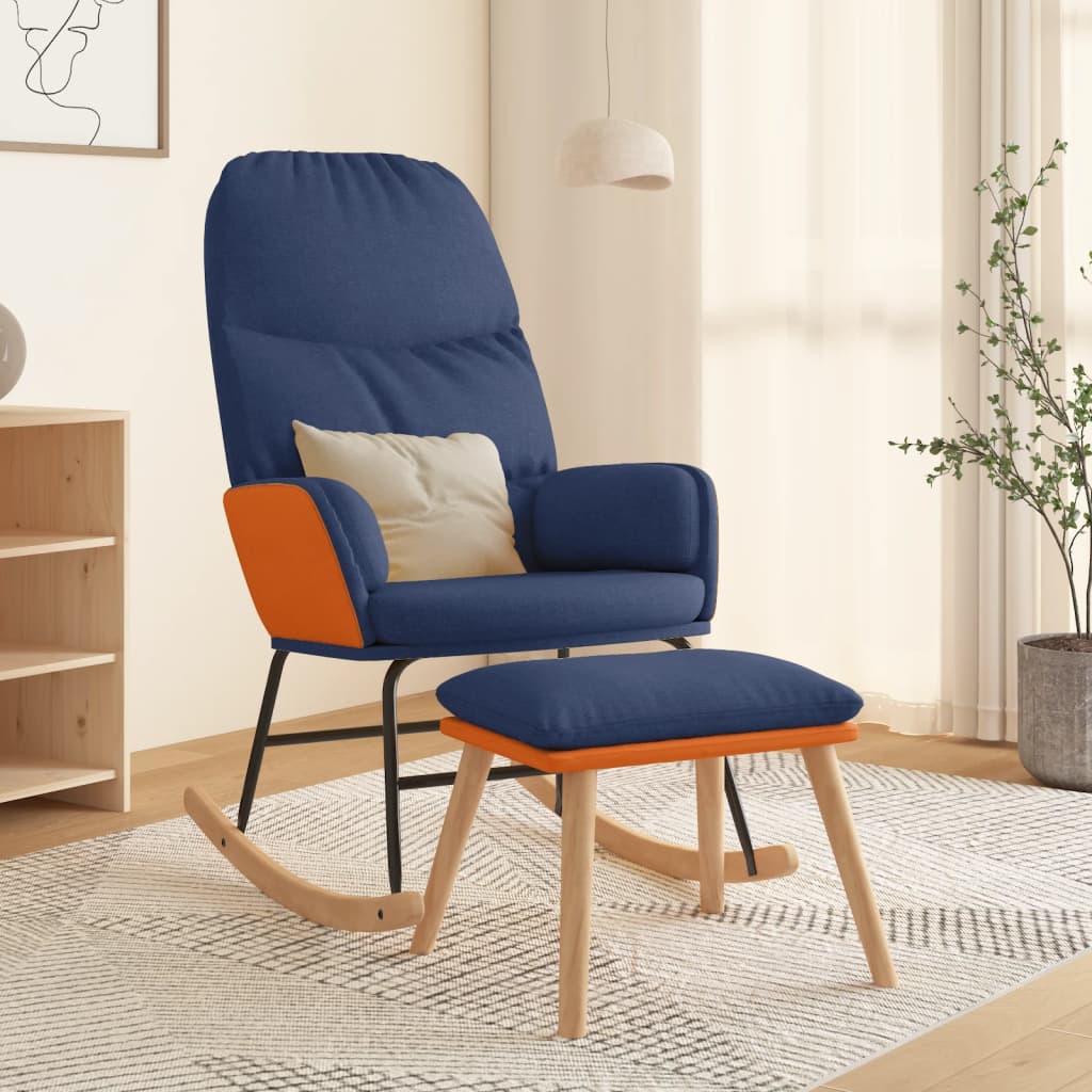 Schommelstoel Met Voetenbank Stof 1 Blauw