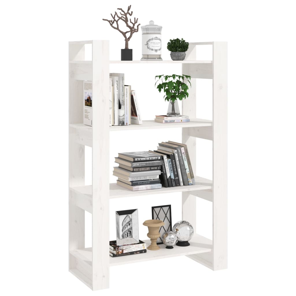 Boekenkast/kamerscherm 80x35x125 cm massief grenenhout wit