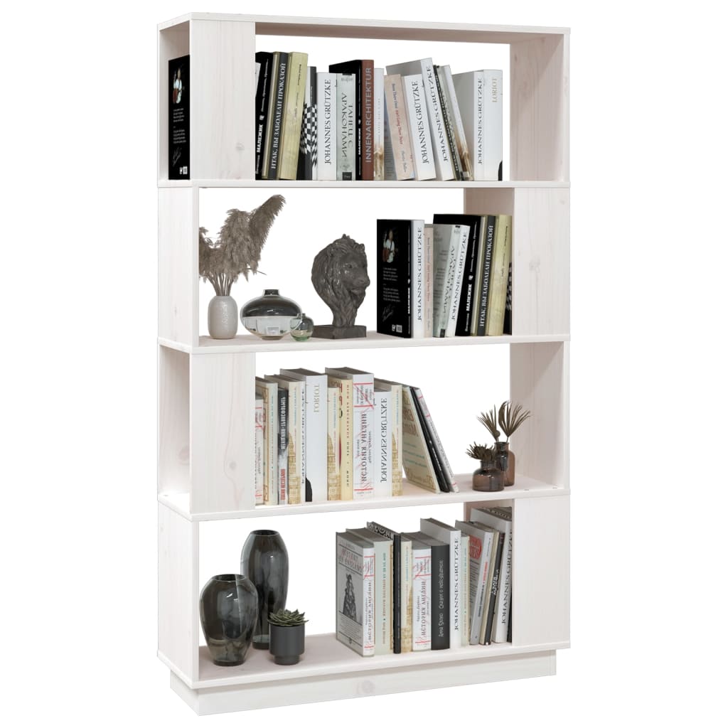 Boekenkast/kamerscherm 80x25x132 cm massief grenenhout wit