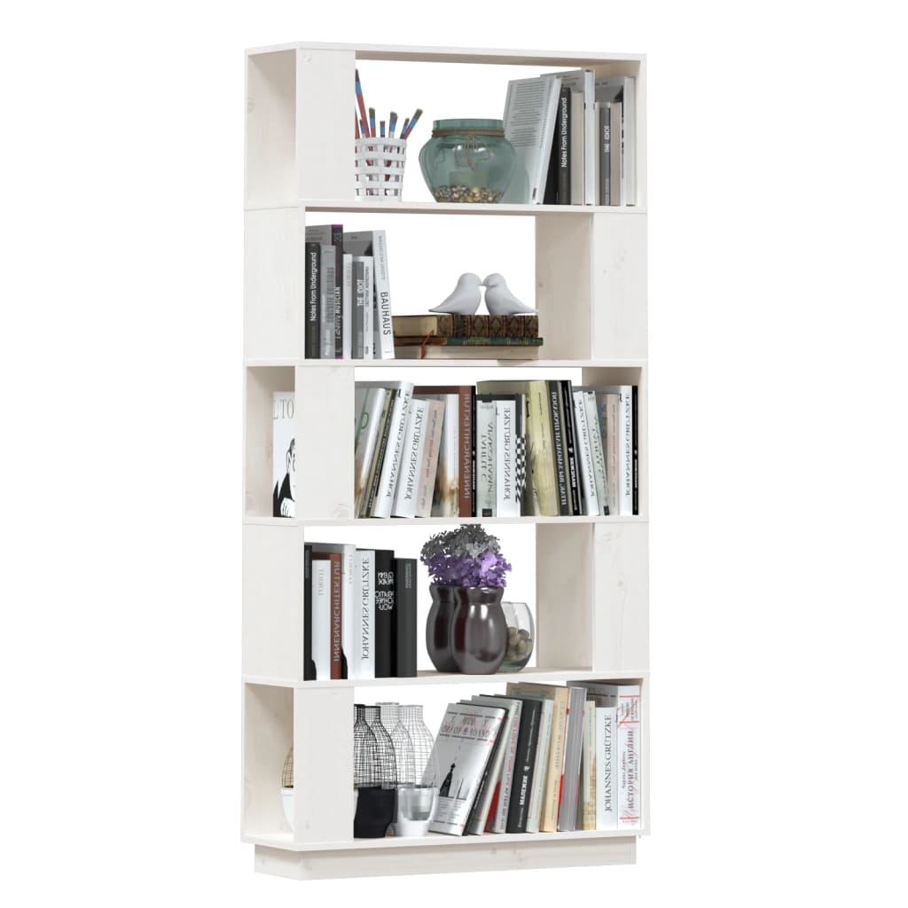 Boekenkast/kamerscherm 80x25x163,5 cm massief grenenhout wit