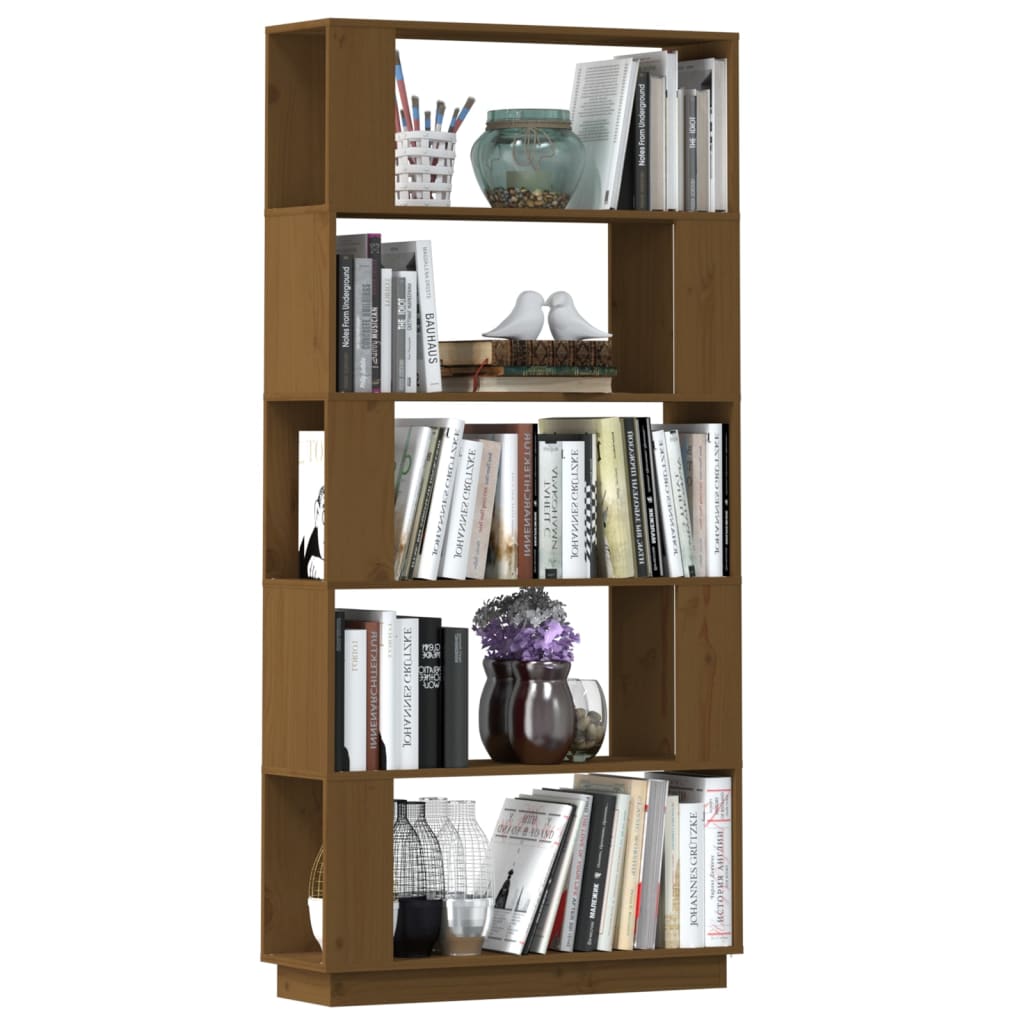 Boekenkast/kamerscherm 80x25x163,5 cm grenenhout honingbruin