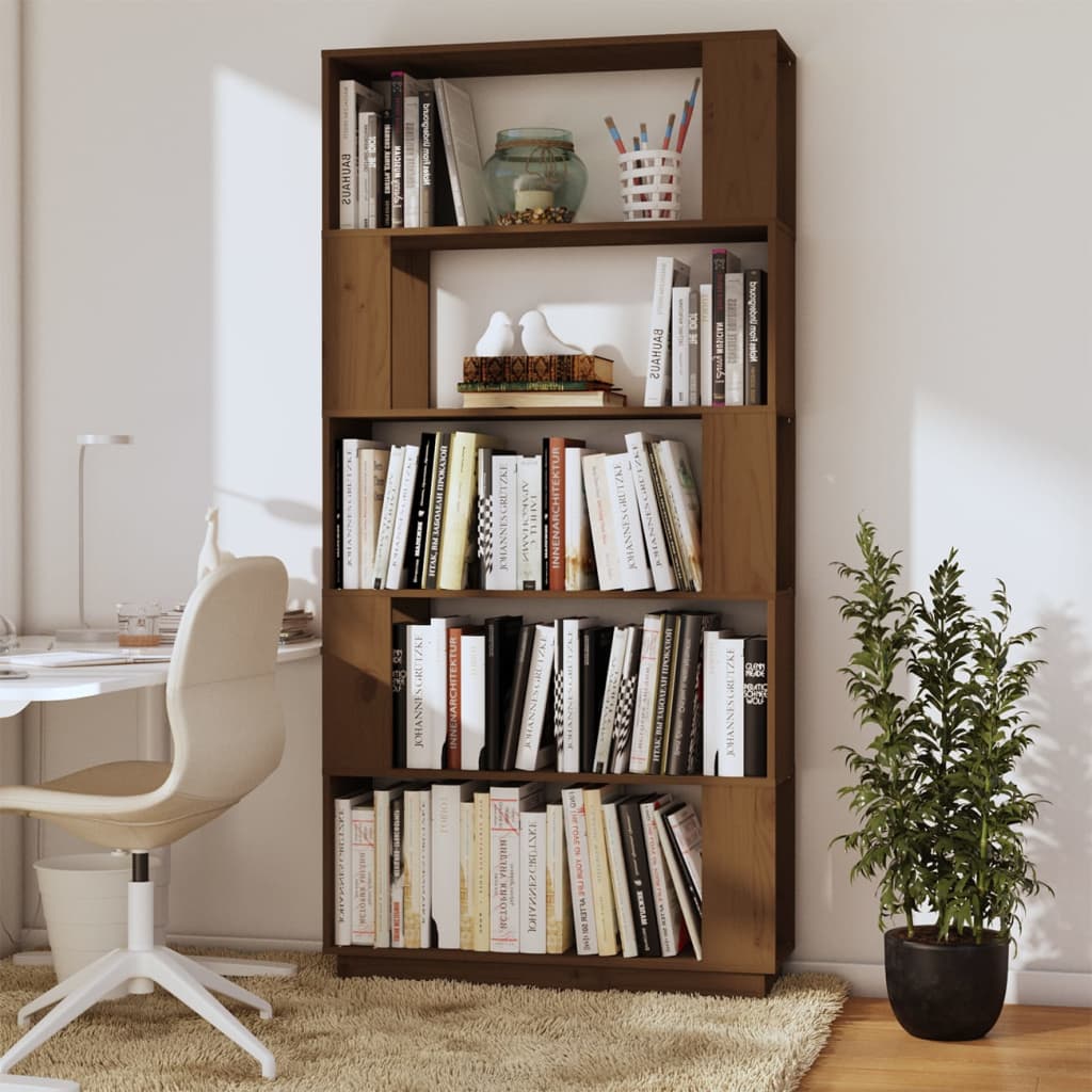 Boekenkast/kamerscherm 80x25x163,5 cm grenenhout honingbruin