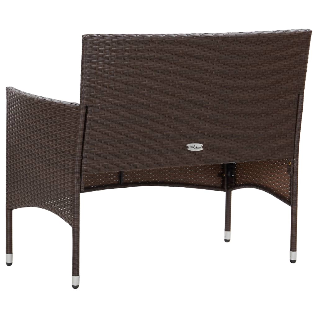 Tuinbank met kussen poly rattan bruin