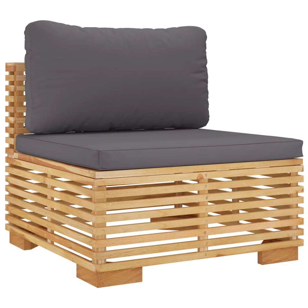 9-Delige Loungeset Met Kussens Massief Teakhout Donkergrijs 4x hoek + 4x midden + Tafel