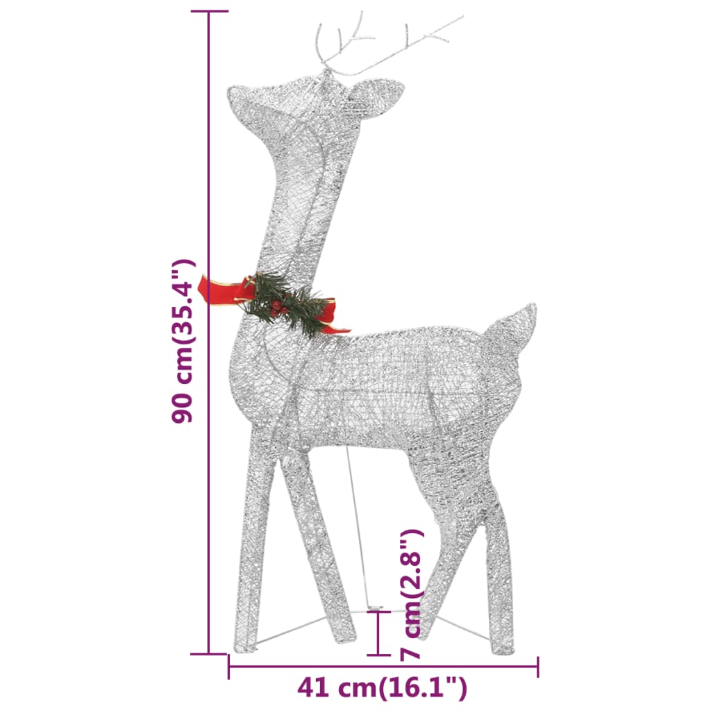 Kerstversiering rendierfamilie 270x7x90 cm gaas wit zilverkleur