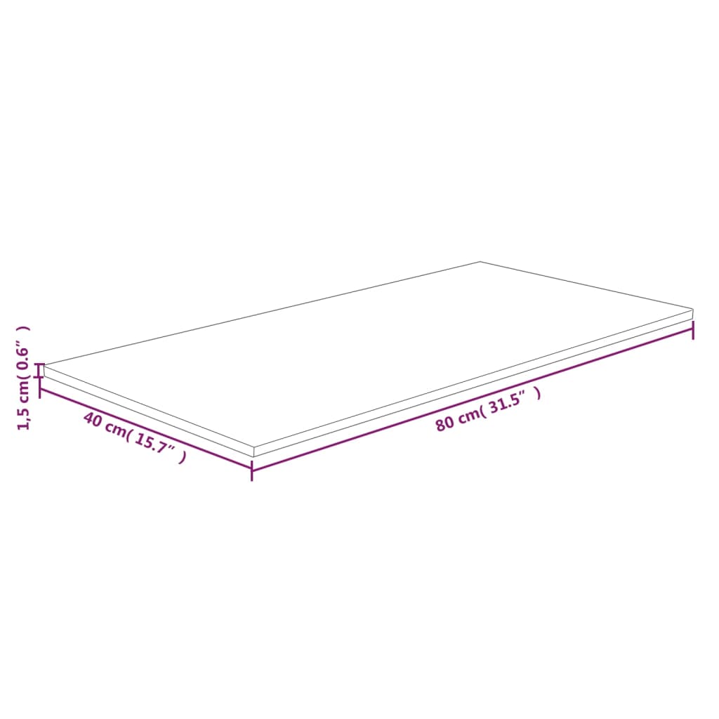 Wastafelblad 80X40X1,5Cm Behandeld Massief Hout 80 x 40 x 1.5 cm Lichtbruin