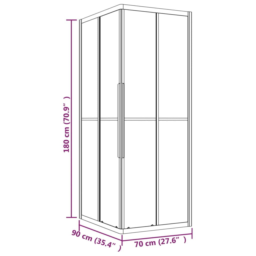 Douchecabine 90x70x180 cm mat ESG