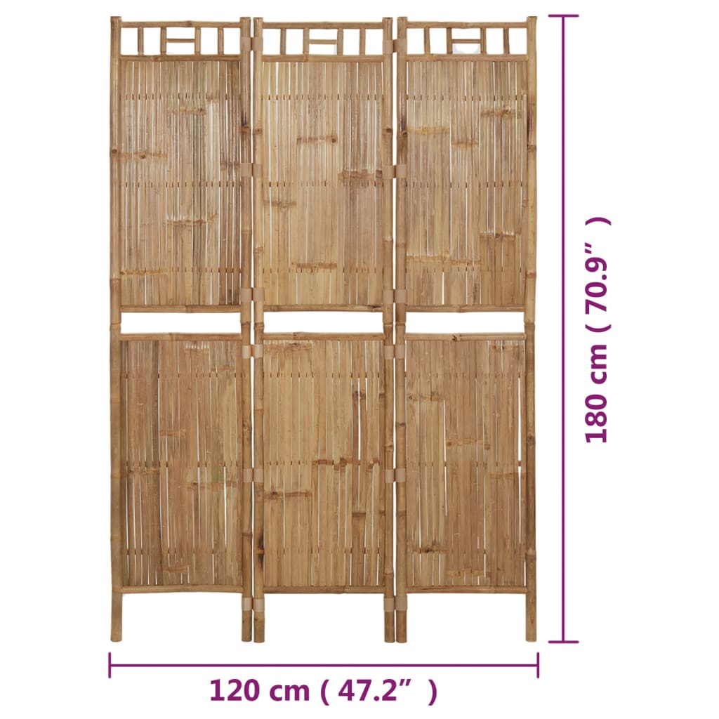 Kamerscherm Met 3 Panelen 120X180 Cm Bamboe 120 x 180 cm