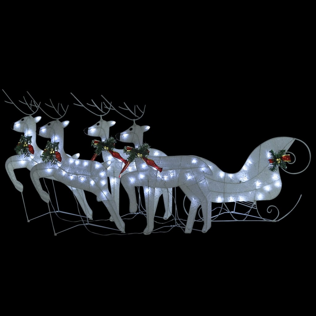 Buitenkerstversiering rendieren en slee 100 LED's wit