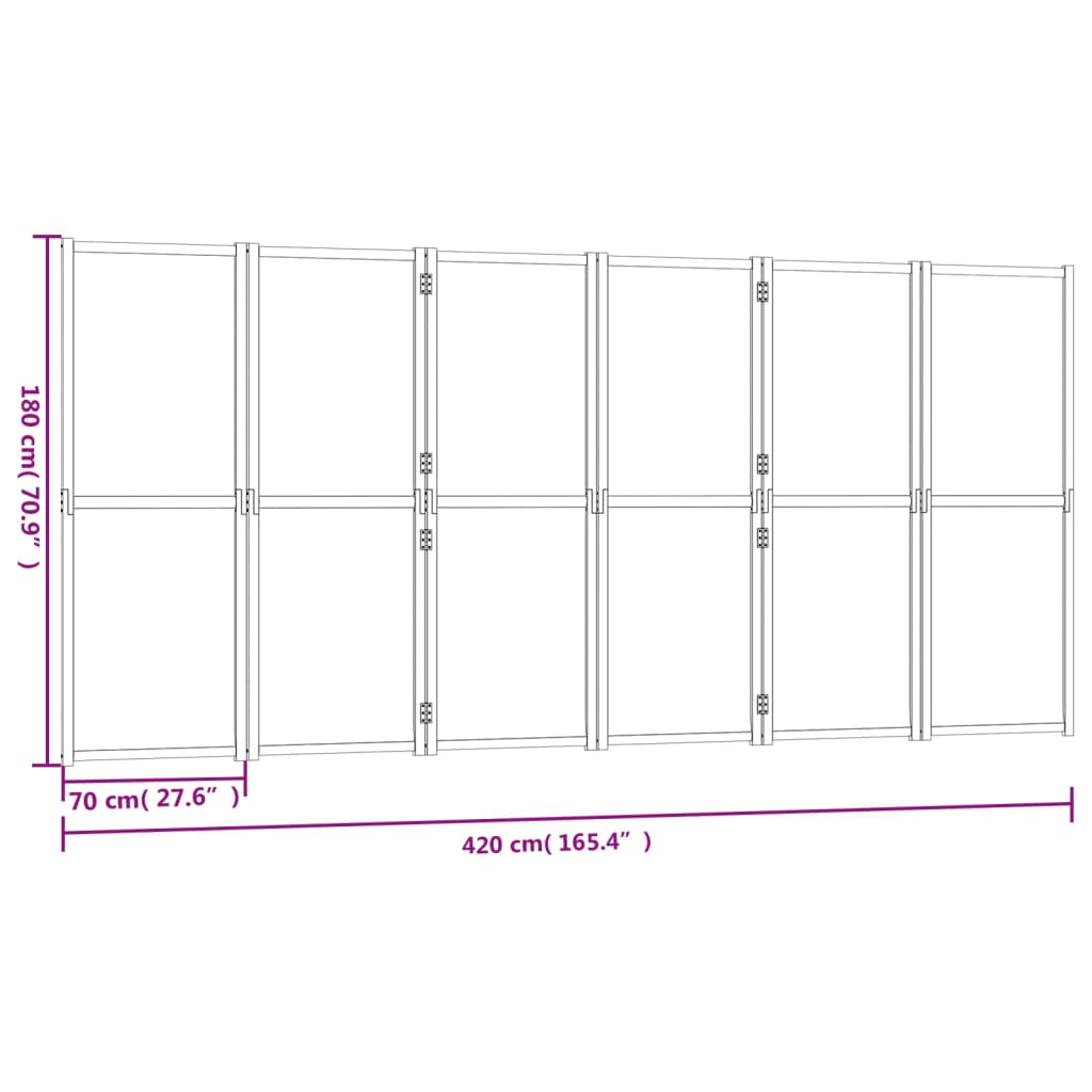 Kamerscherm Met 6 Panelen 420 x 180 cm Zwart