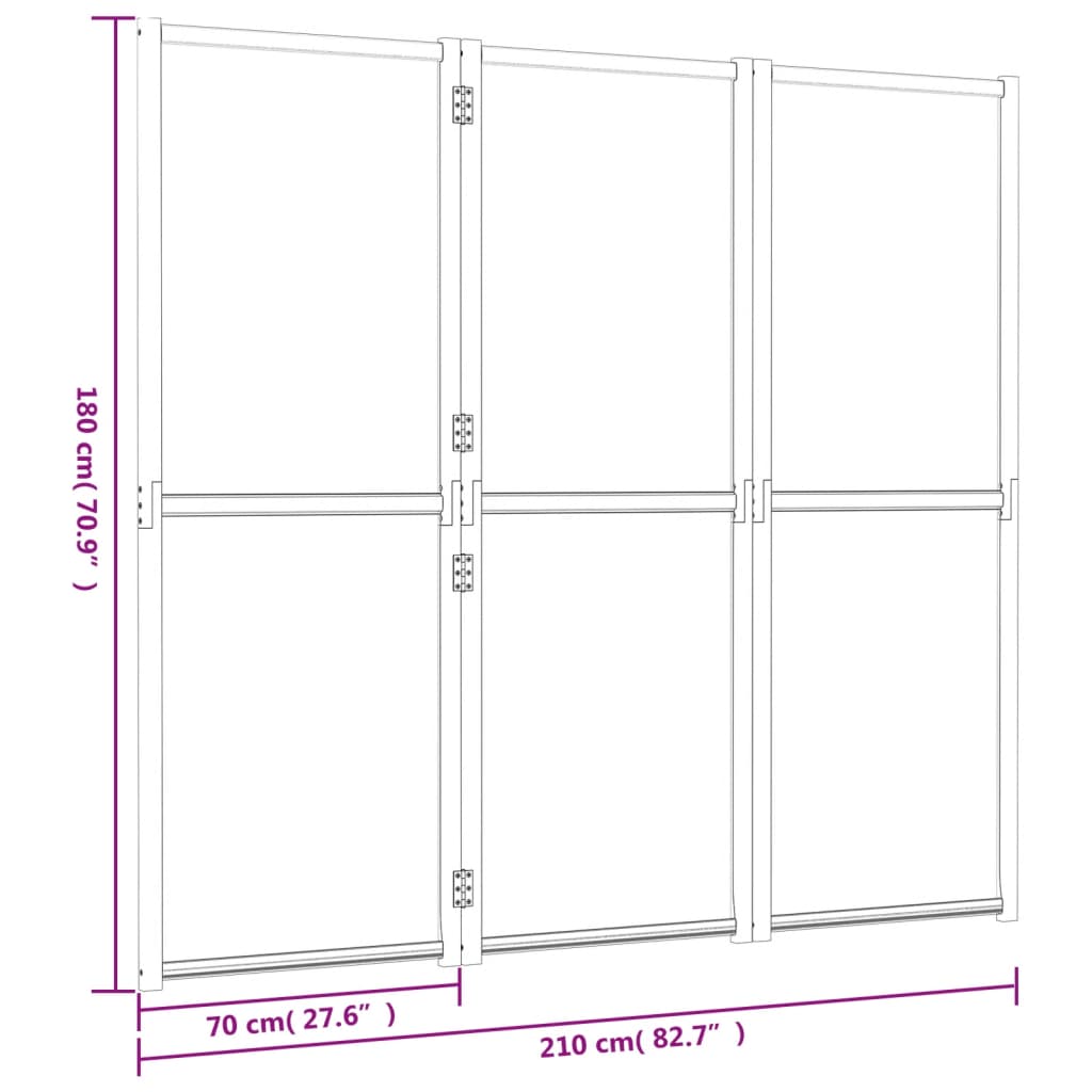 Kamerscherm Met 3 Panelen 210 x 180 cm Crèmewit