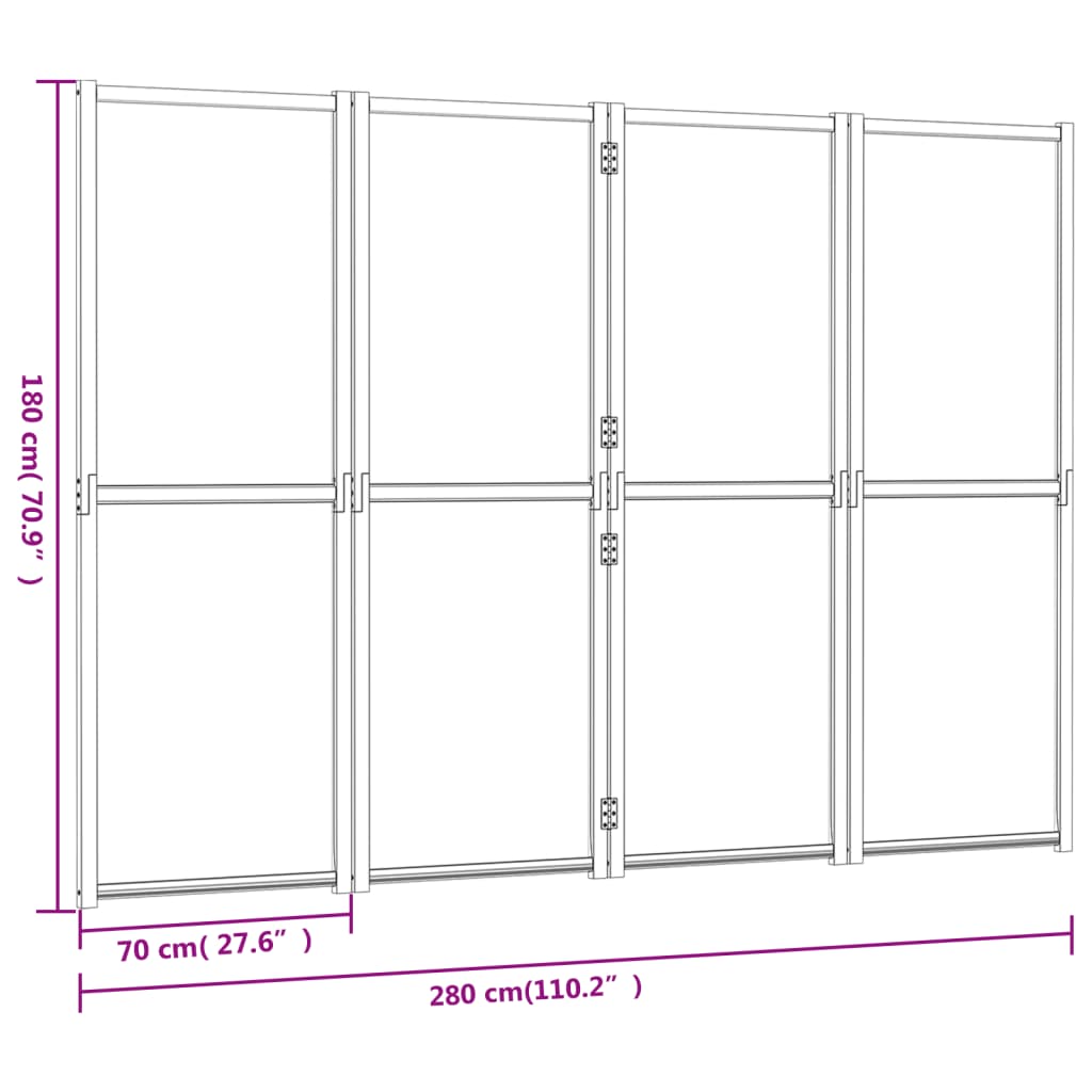 Kamerscherm Met 4 Panelen 280 x 180 cm Crèmewit