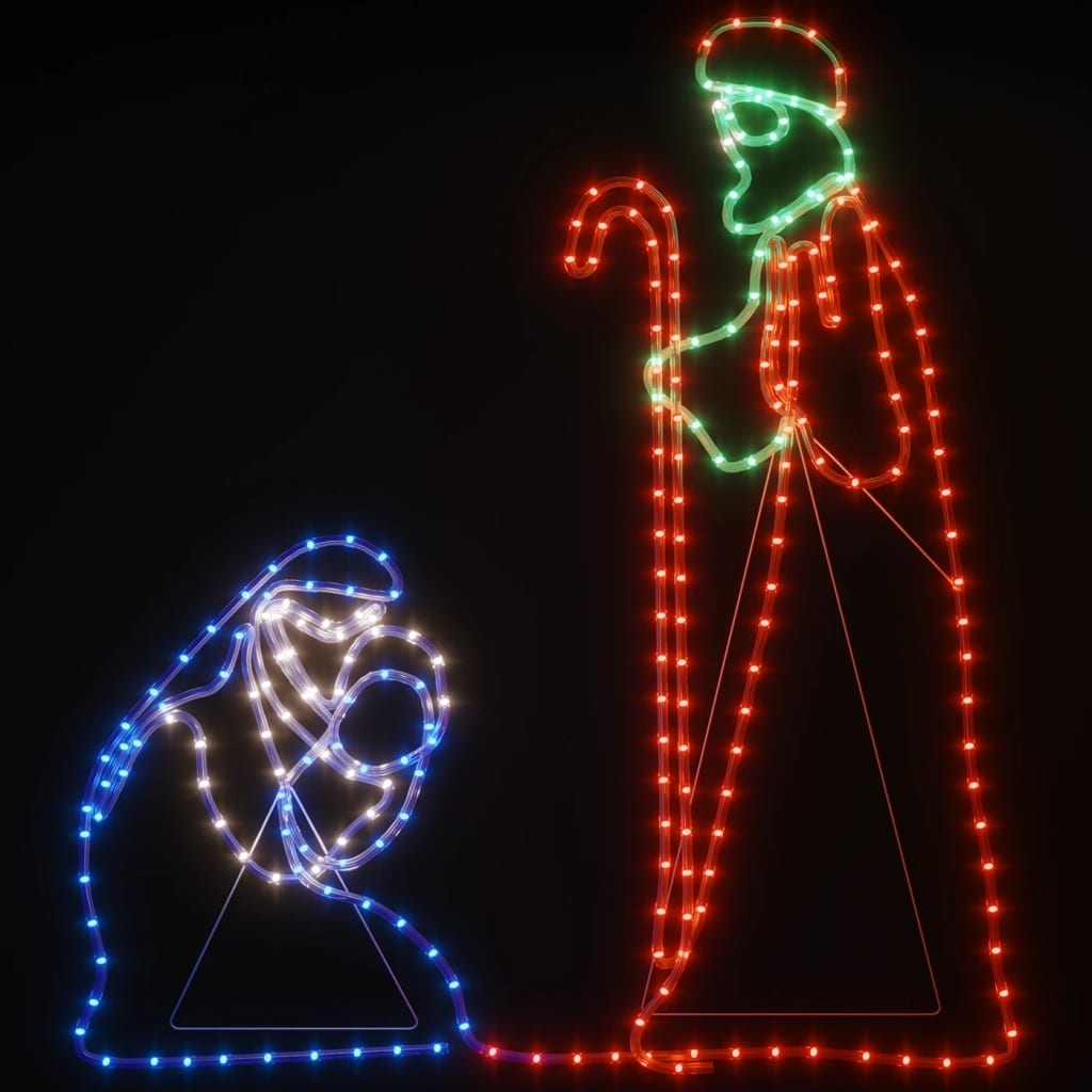 Kerstfiguren Jozef en Maria met 264 LED's 40x55 en 38x100 cm