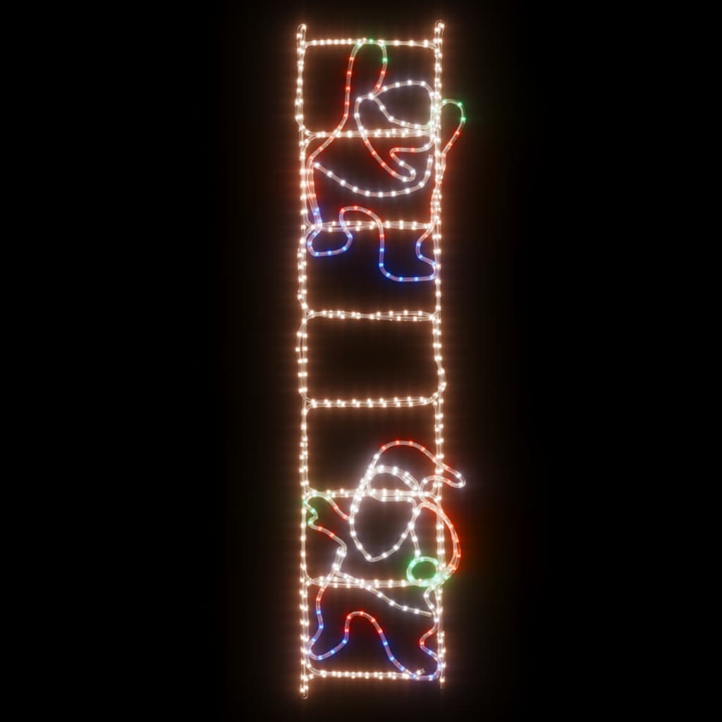 Kerstfiguur kerstman op ladder opvouwbaar 552 LED's 50x200 cm