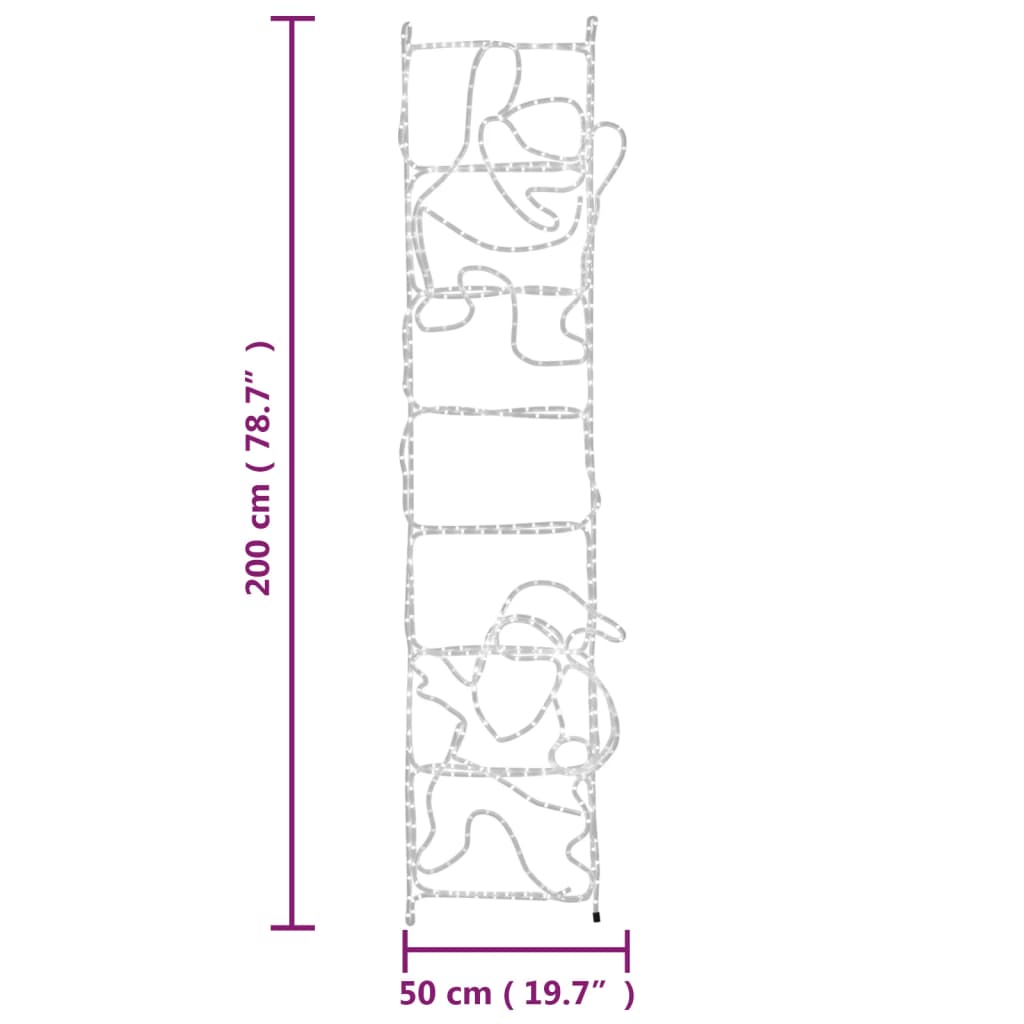 Kerstfiguur kerstman op ladder opvouwbaar 552 LED's 50x200 cm