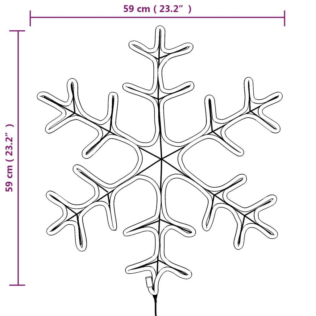 Kerstfiguur sneeuwvlok met 144 warmwitte LED's 59x59 cm