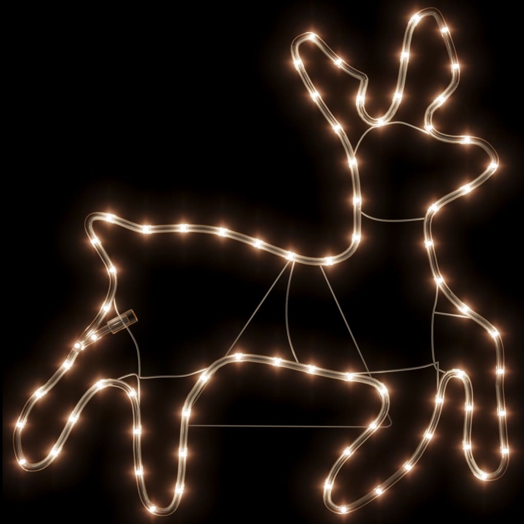 Kerstfiguur rendier met 72 warmwitte LED's 57x55x4,5 cm