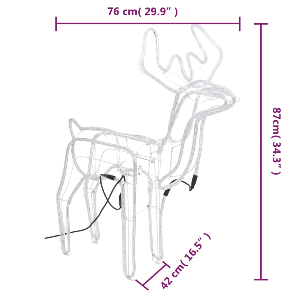 Kerstfiguur rendier met bewegende kop warmwit 76x42x87 cm