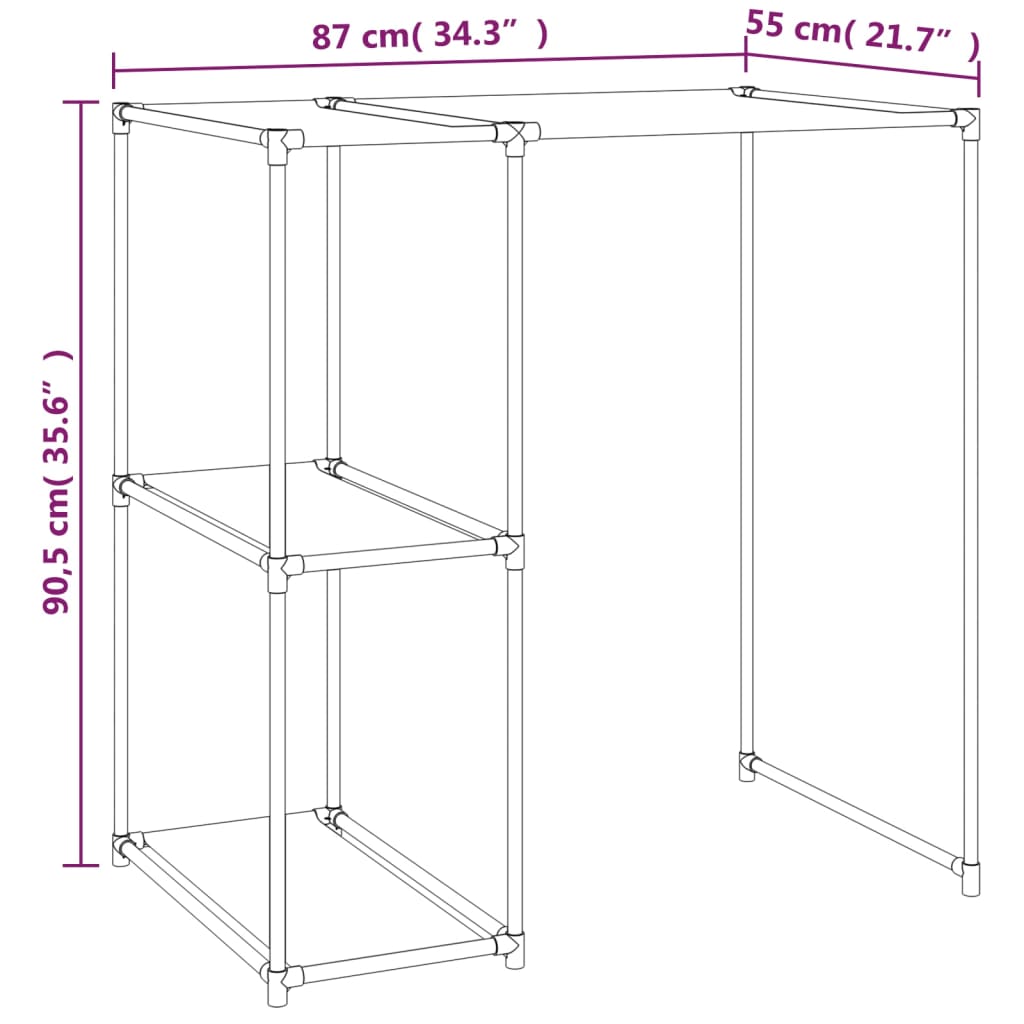 Opbergrek Voor Boven Wasmachine 87X55X90,5 Cm Ijzer Grijs