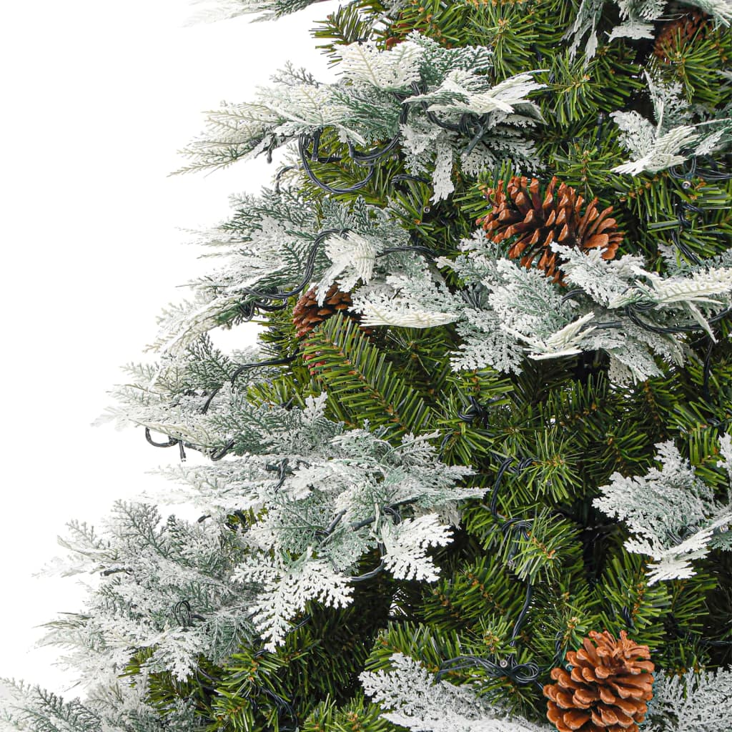 Kerstboom met LED en dennenappels 195 cm PVC en PE groen