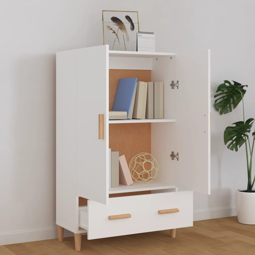 Hoge kast 70x31x115 cm bewerkt hout wit