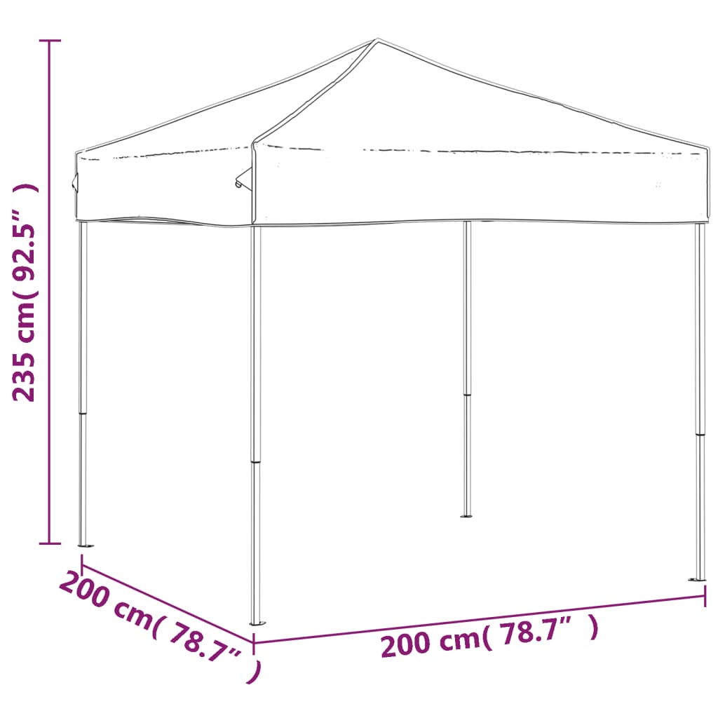 Partytent inklapbaar 2x2 m antracietkleurig