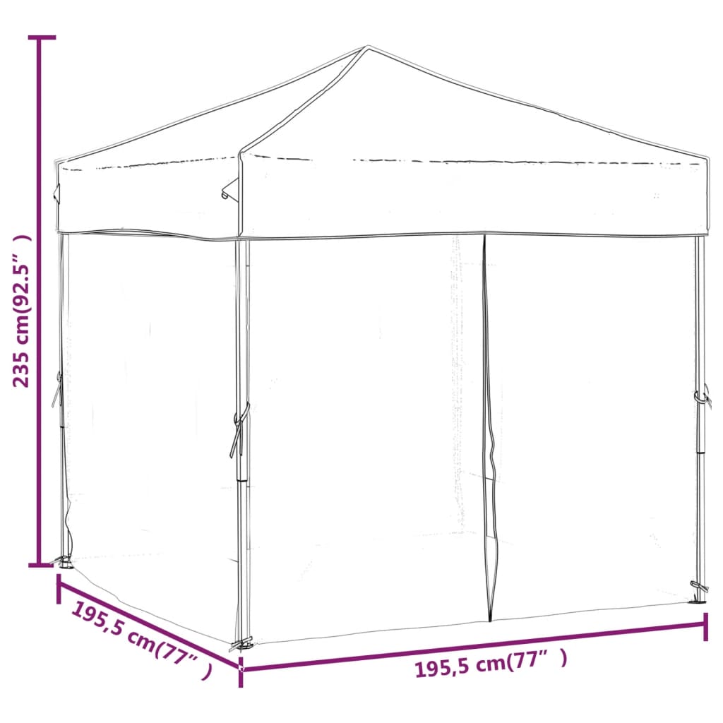 Partytent Inklapbaar Met Zijwanden 2 x 2 m Wit