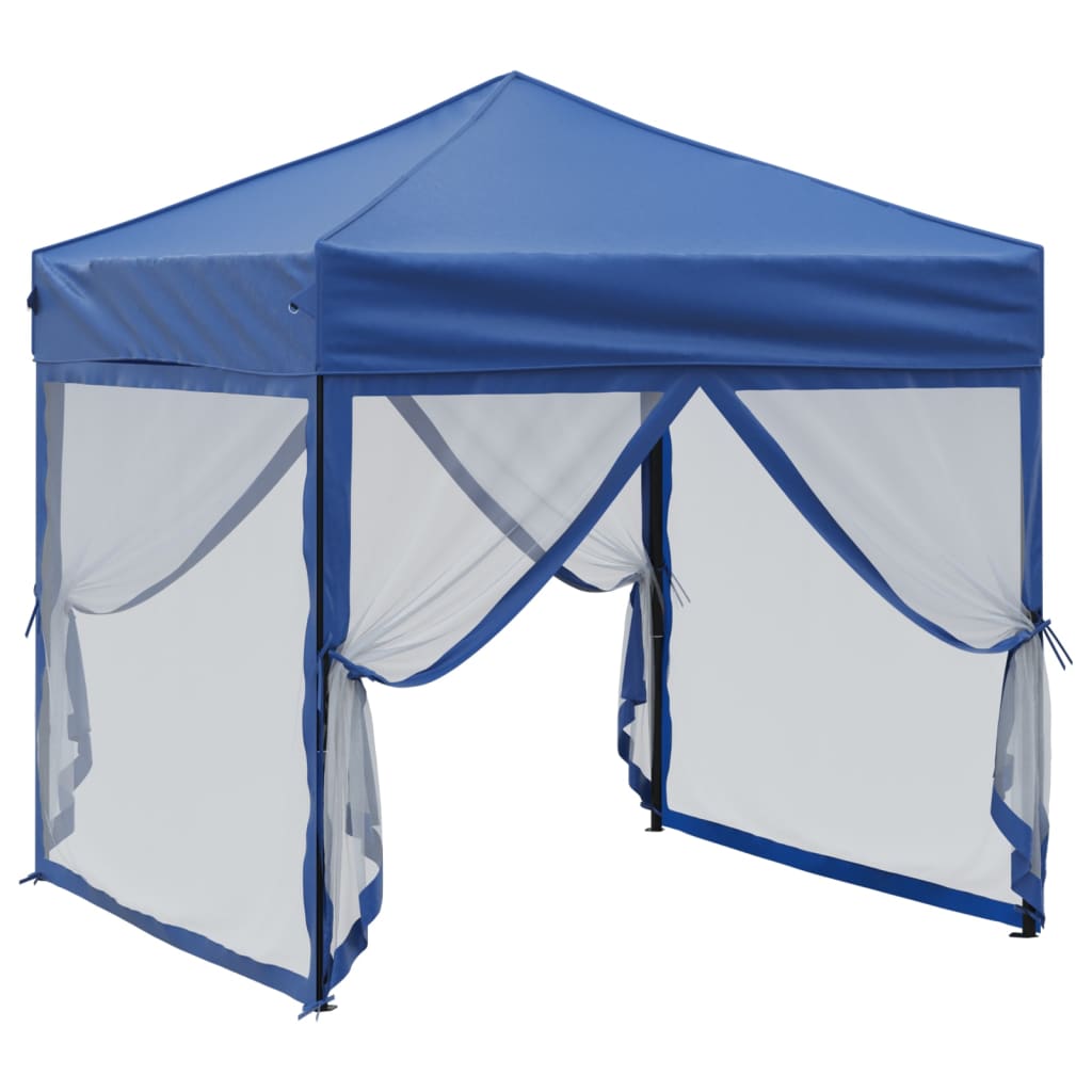 Partytent inklapbaar met zijwanden 2x2 m blauw