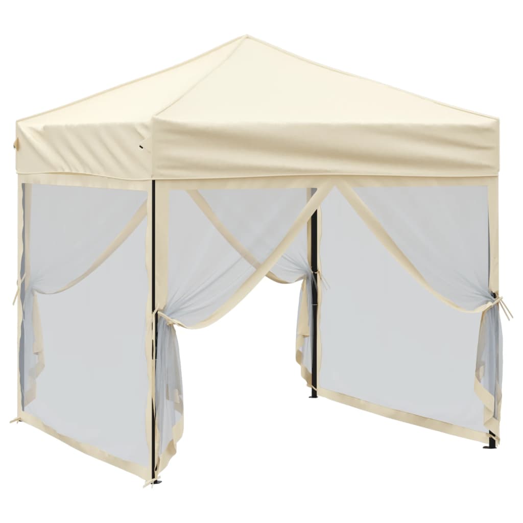 Partytent inklapbaar met zijwanden 2x2 m crèmekleurig