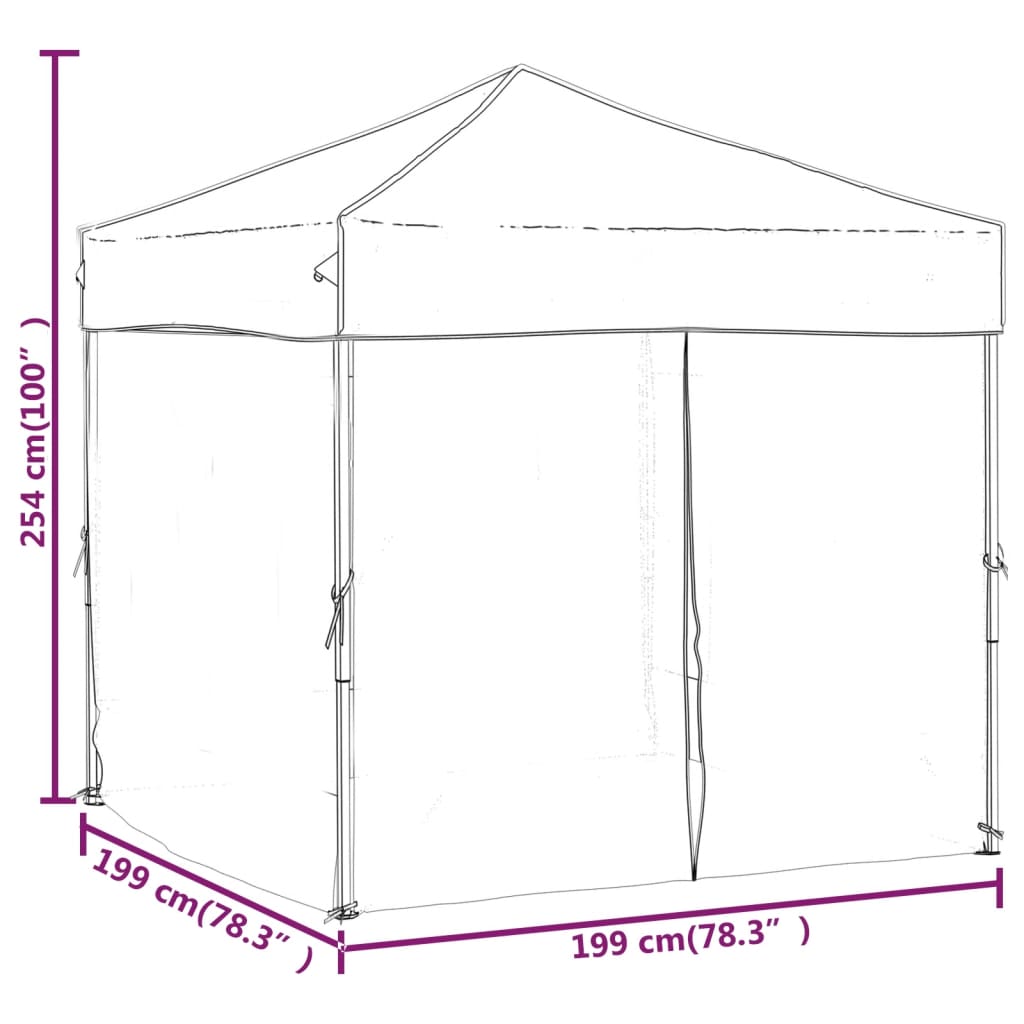 Partytent inklapbaar met zijwanden 2x2 m crèmekleurig