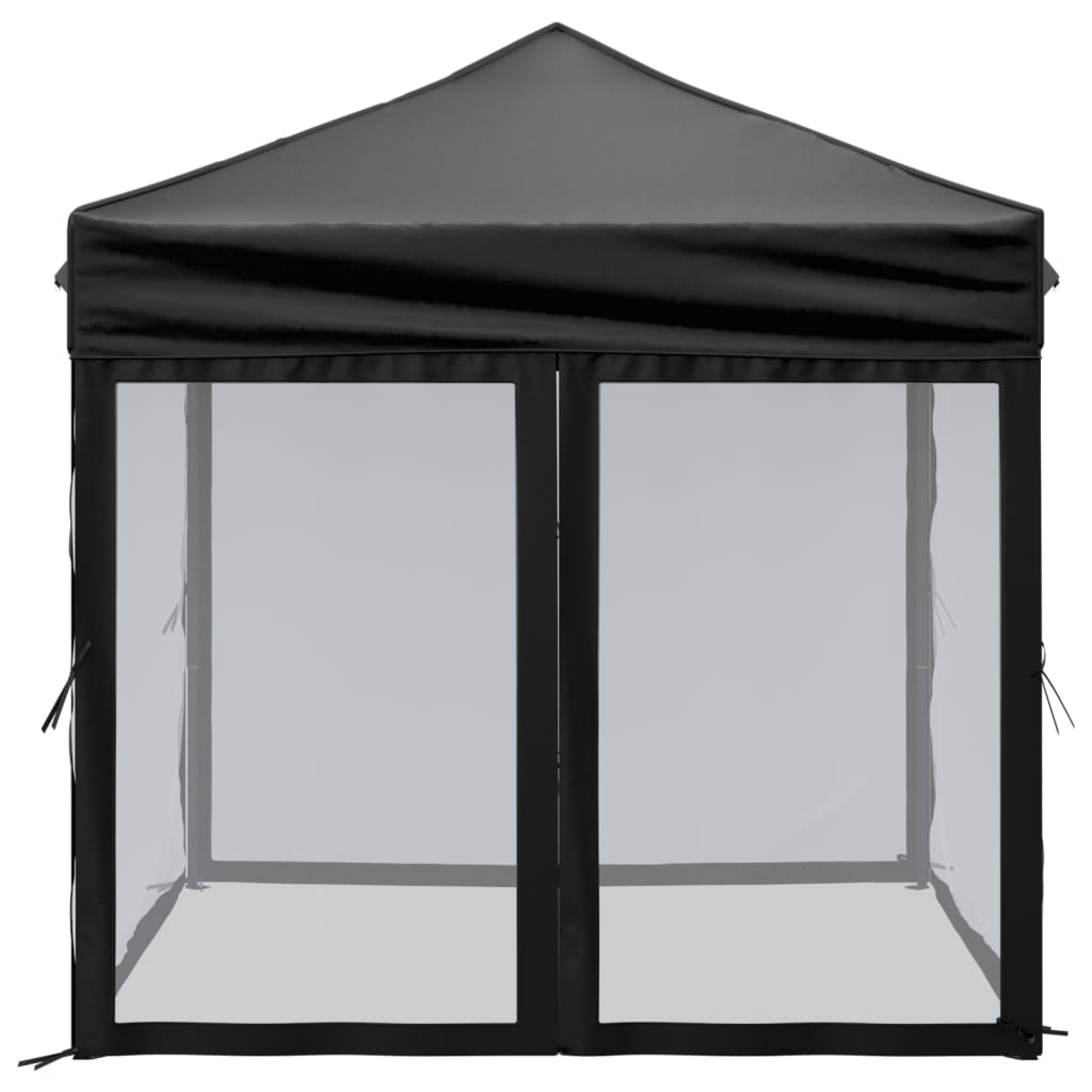 Partytent inklapbaar met zijwanden 2x2 m zwart