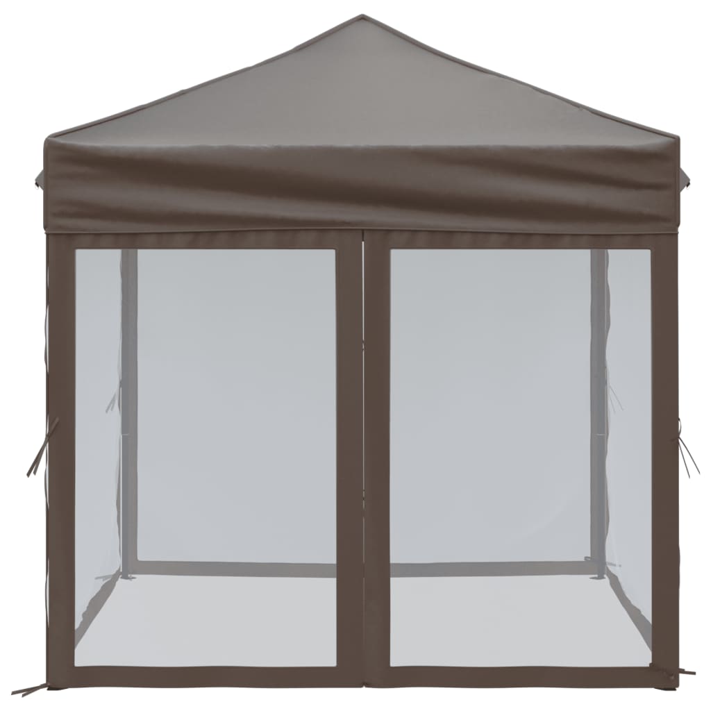 Partytent inklapbaar met zijwanden 2x2 m taupe