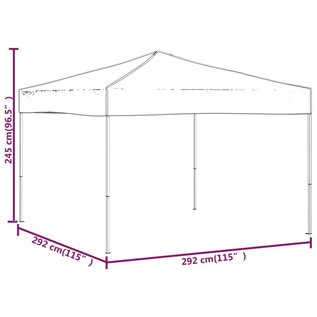 Partytent inklapbaar 3x3 m antracietkleurig