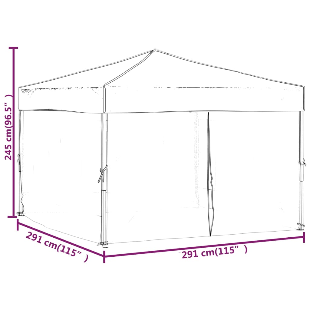 Partytent inklapbaar met zijwanden 3x3 m blauw