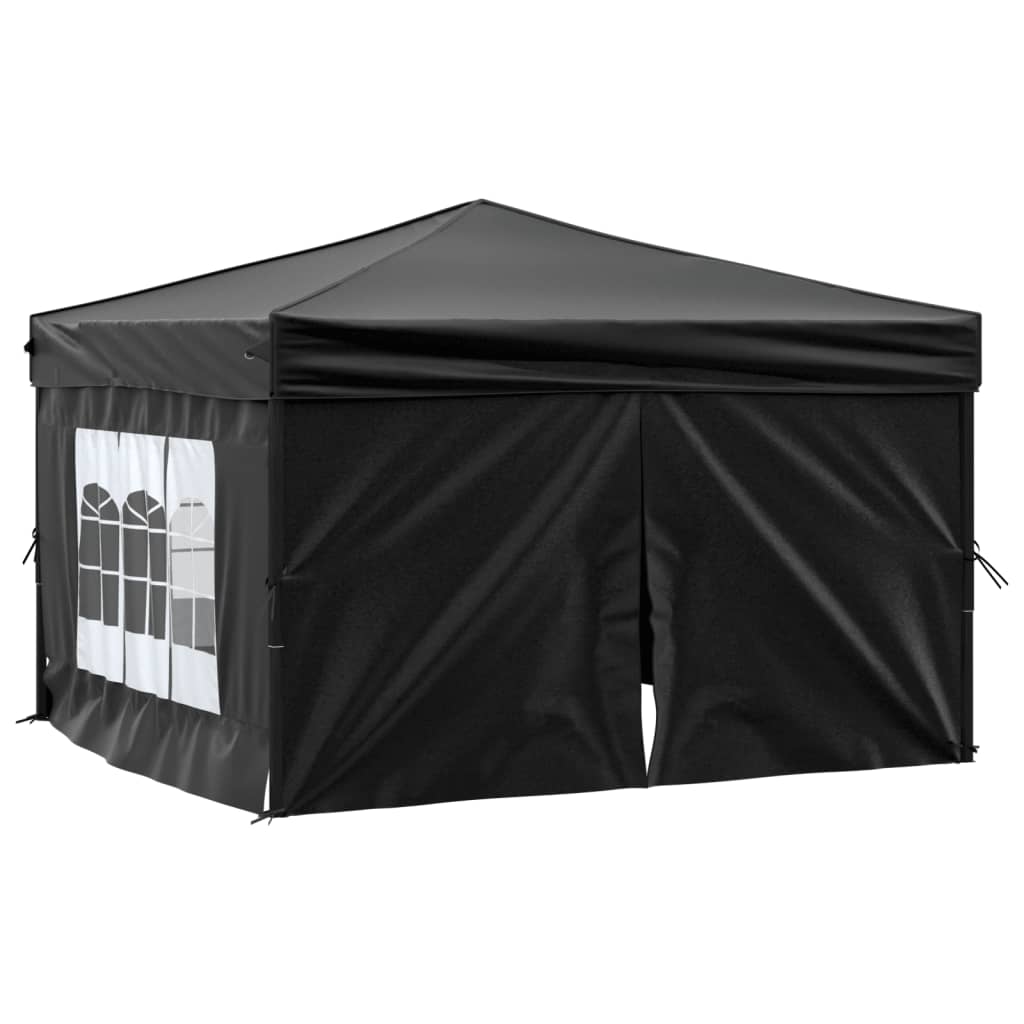 Partytent inklapbaar met zijwanden 3x3 m zwart