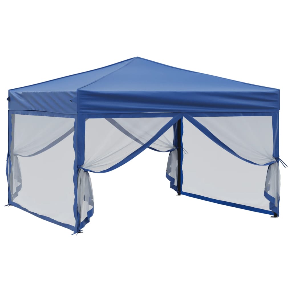 Partytent inklapbaar met zijwanden 3x3 m blauw