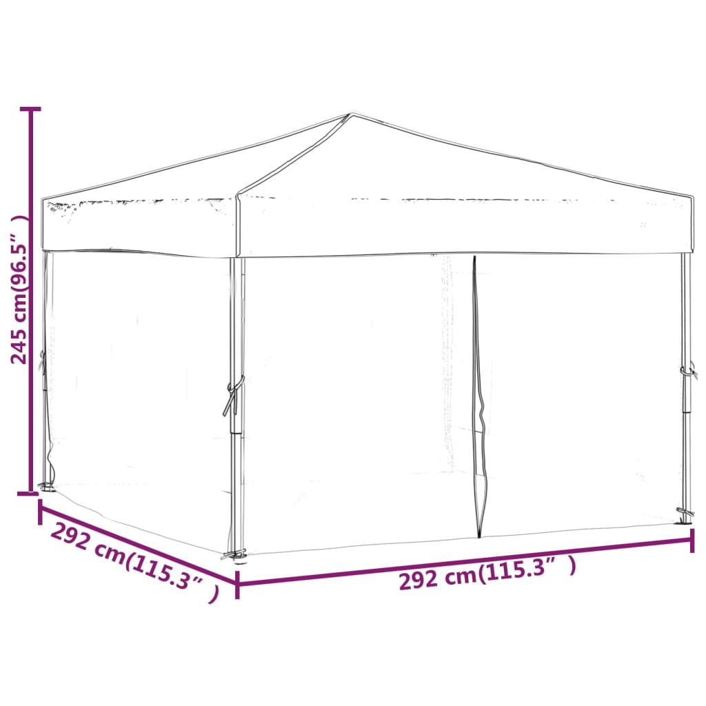 Partytent inklapbaar met zijwanden 3x3 m crèmekleurig