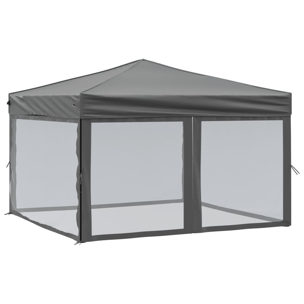 Partytent inklapbaar met zijwanden 3x3 m antracietkleurig