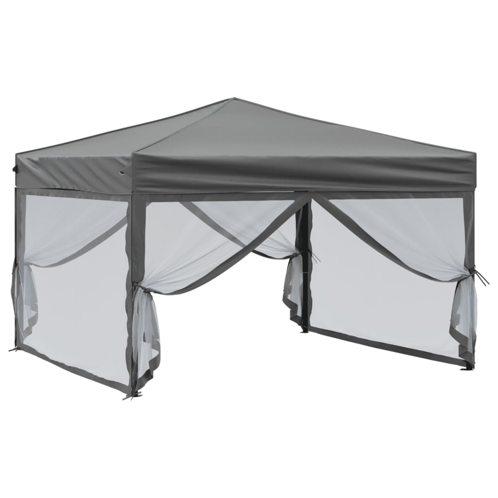 Partytent inklapbaar met zijwanden 3x3 m antracietkleurig