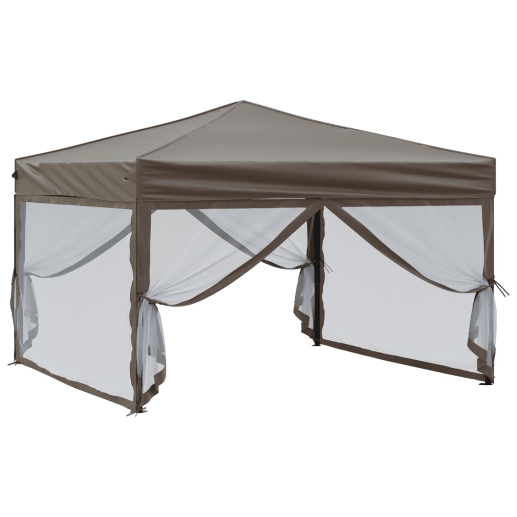 Partytent inklapbaar met zijwanden 3x3 m taupe