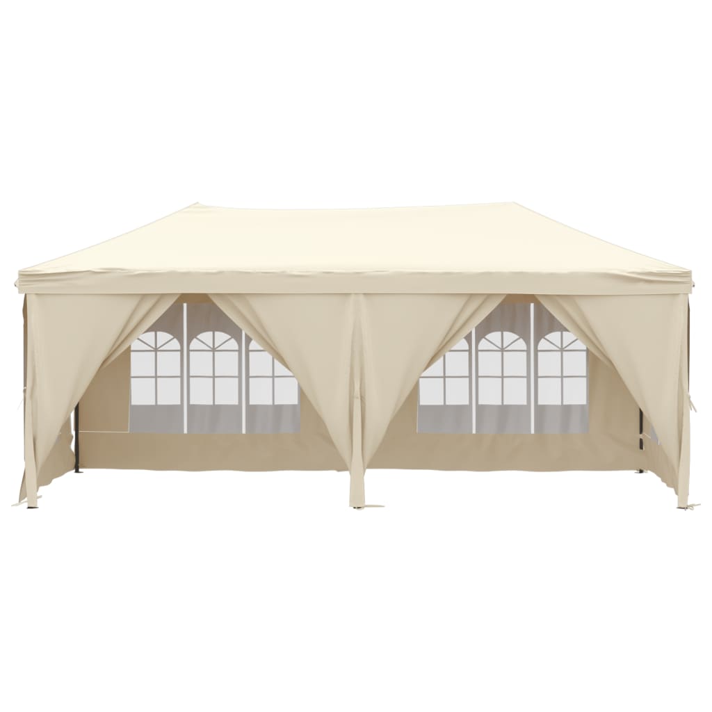 Partytent inklapbaar met zijwanden 3x6 m crèmekleurig