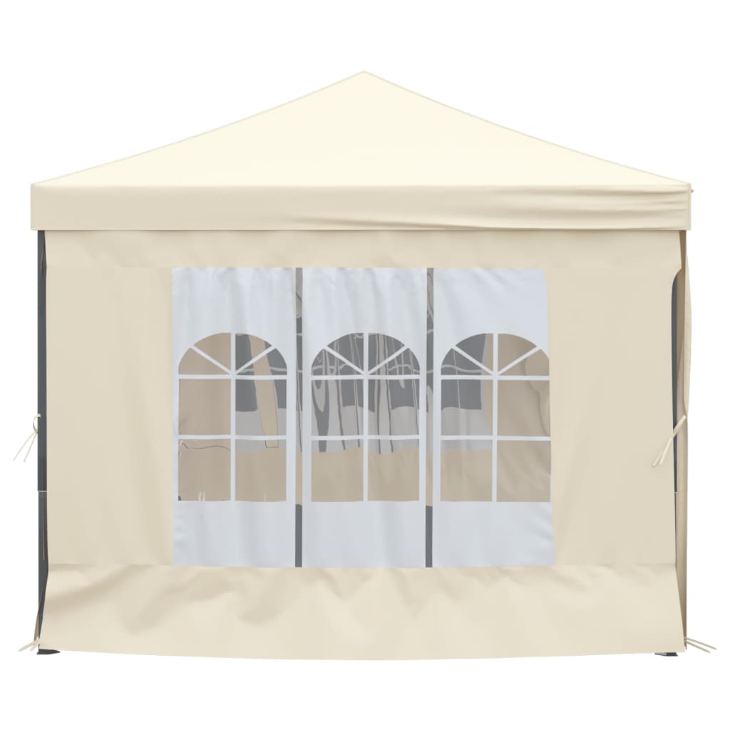 Partytent inklapbaar met zijwanden 3x6 m crèmekleurig