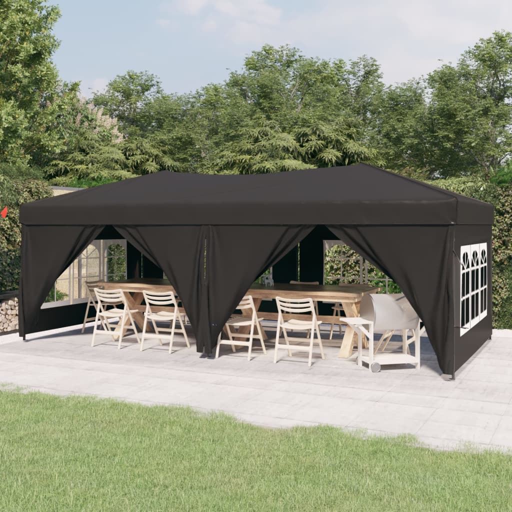 Partytent Inklapbaar Met Zijwanden Kleurig 3 x 6 m Antraciet