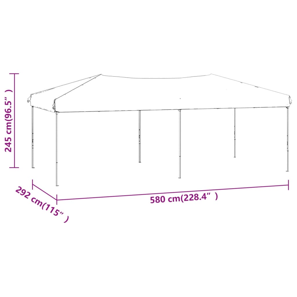 Partytent inklapbaar met zijwanden 3x6 m wit