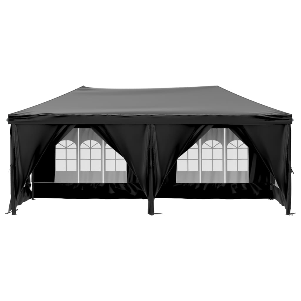 Partytent inklapbaar met zijwanden 3x6 m zwart