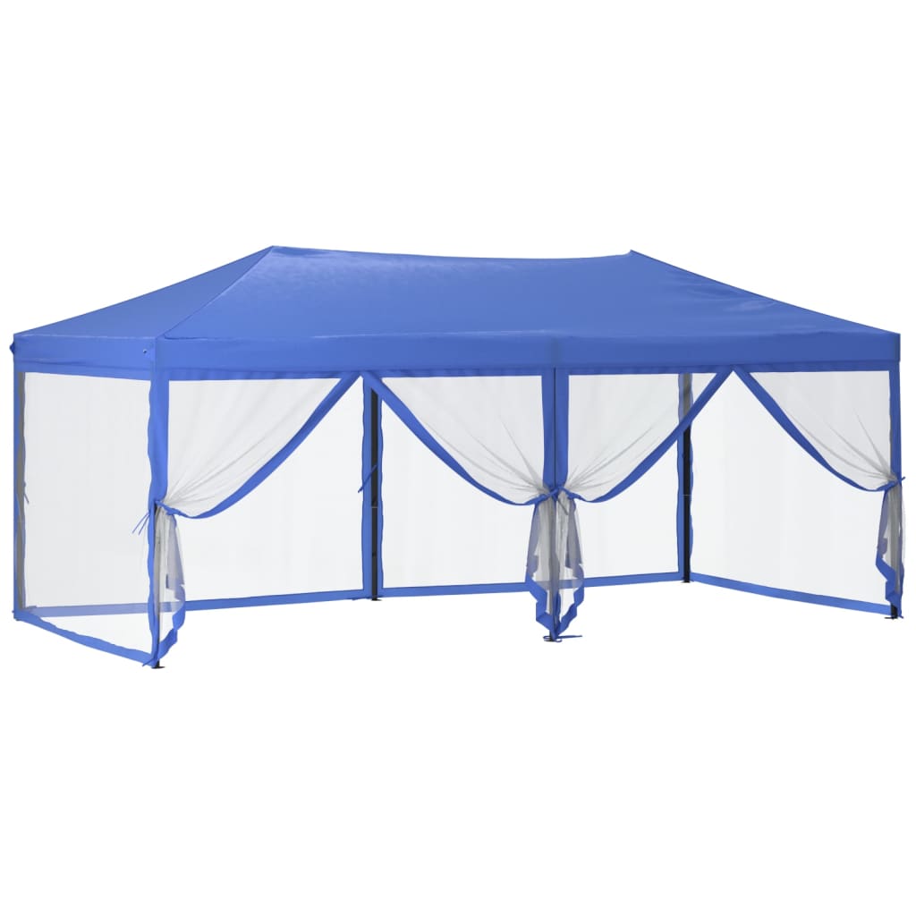 Partytent Inklapbaar Met Zijwanden 3 x 6 m Blauw