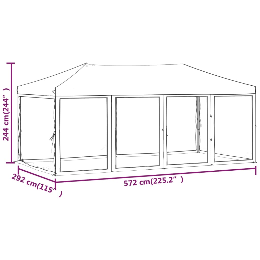 Partytent Inklapbaar Met Zijwanden 3 x 6 m Blauw