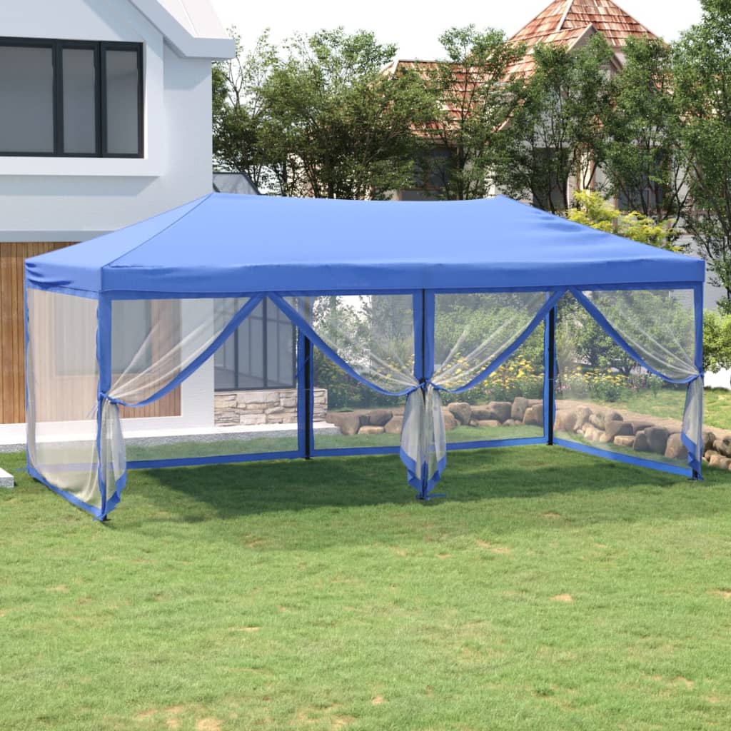 Partytent Inklapbaar Met Zijwanden 3 x 6 m Blauw